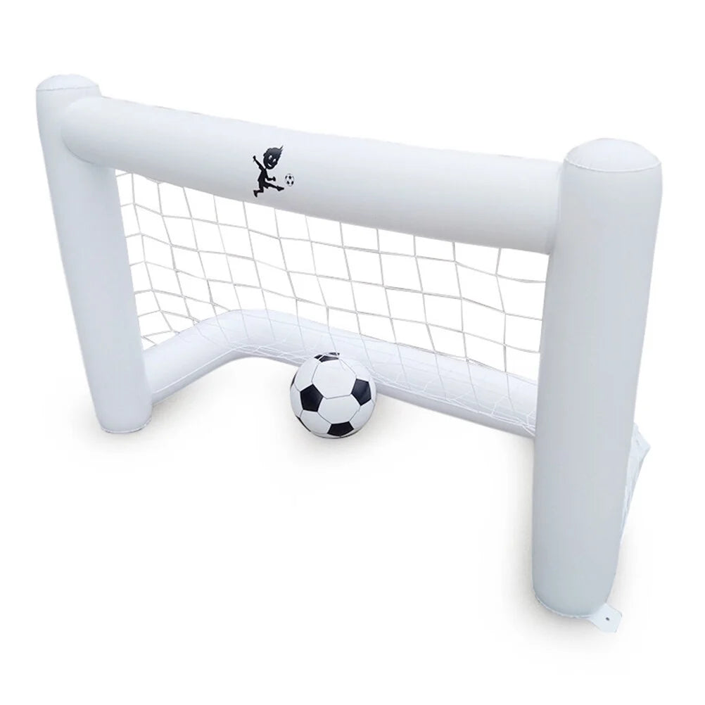 160Cm Inflatable Football Gate with Net Inflatable Soccer Game Floating Football Goal (1PC Gate + 1Pc Football White)