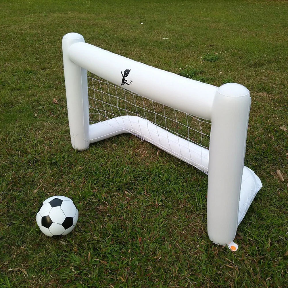 160Cm Inflatable Football Gate with Net Inflatable Soccer Game Floating Football Goal (1PC Gate + 1Pc Football White)