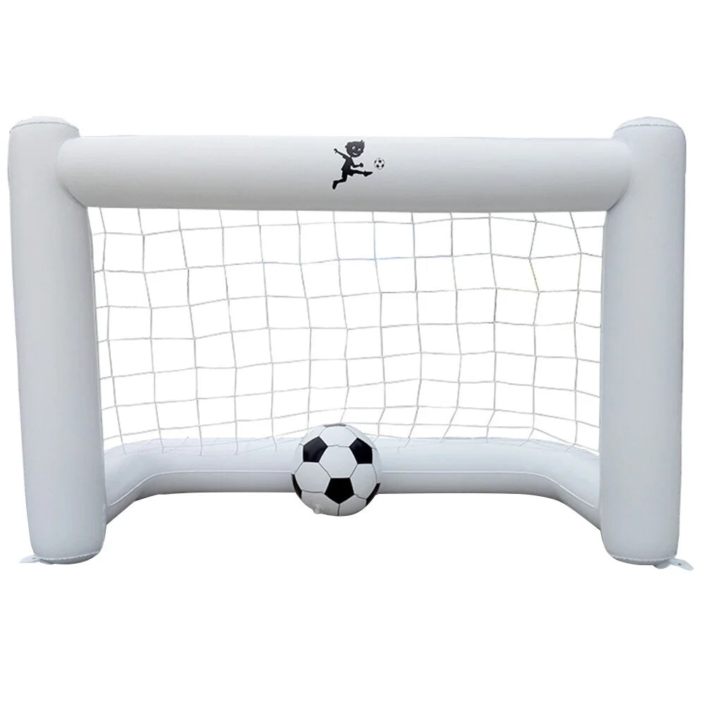 160Cm Inflatable Football Gate with Net Inflatable Soccer Game Floating Football Goal (1PC Gate + 1Pc Football White)
