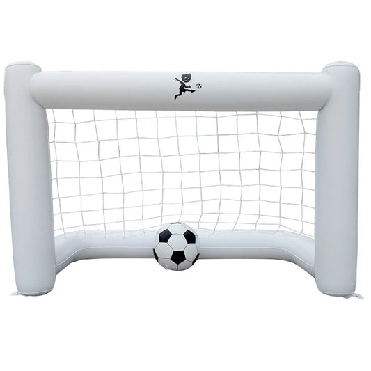160Cm Inflatable Football Gate with Net Inflatable Soccer Game Floating Football Goal (1PC Gate + 1Pc Football White)