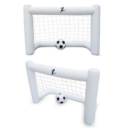 160Cm Inflatable Football Gate with Net Inflatable Soccer Game Floating Football Goal (1PC Gate + 1Pc Football White)
