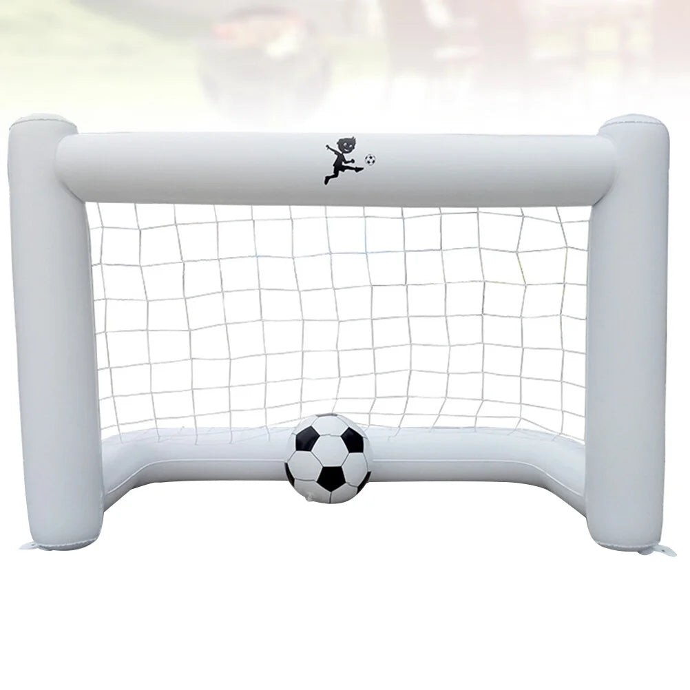 160Cm Inflatable Football Gate with Net Inflatable Soccer Game Floating Football Goal (1PC Gate + 1Pc Football White)