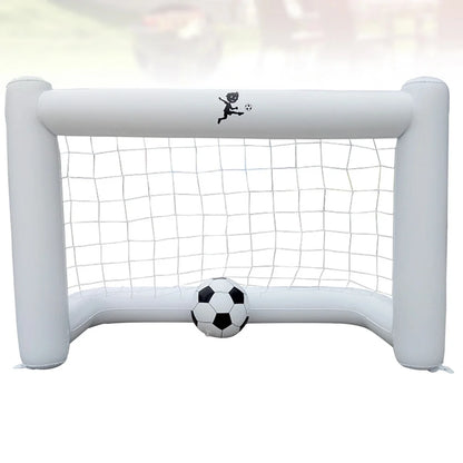 160Cm Inflatable Football Gate with Net Inflatable Soccer Game Floating Football Goal (1PC Gate + 1Pc Football White)