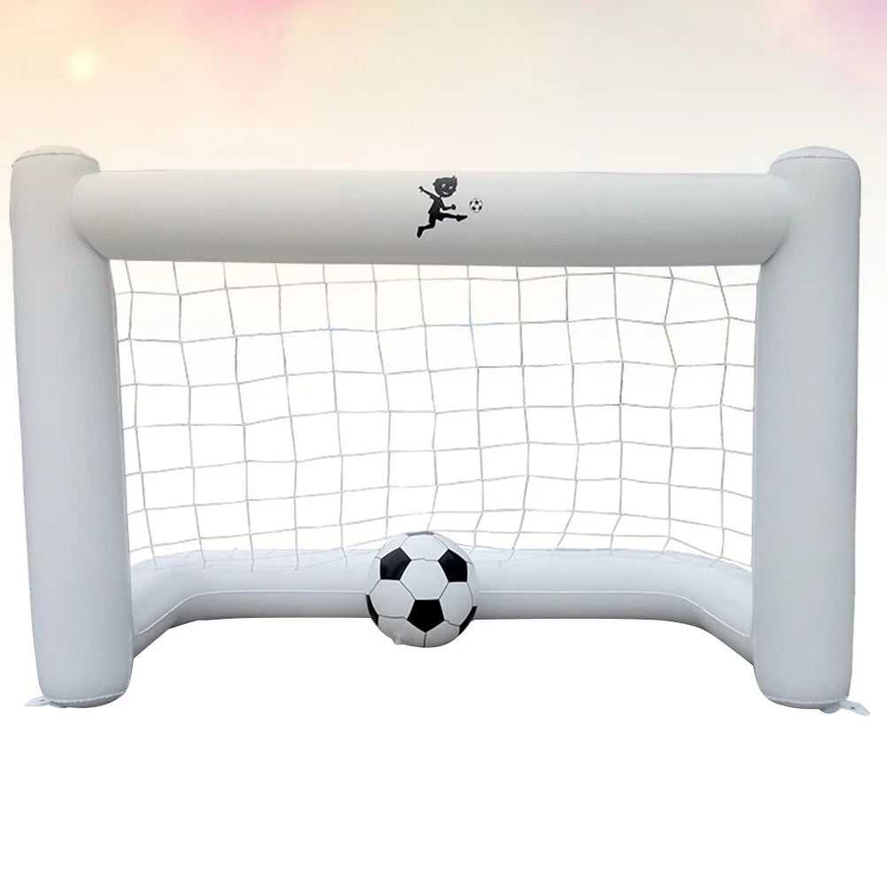 160Cm Inflatable Football Gate with Net Inflatable Soccer Game Floating Football Goal (1PC Gate + 1Pc Football White)
